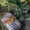 LovelyLinen_Summer25_1Bathroom (7) Obrus MISTY Denim Blue - Paski