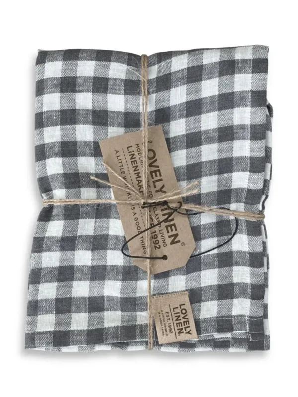Bieżnik MISTY Dark Grey - Kratka – zdjęcie produktowe Bieżnik lniany MISTY Dark Grey - Kratka – zdjęcie produktowe