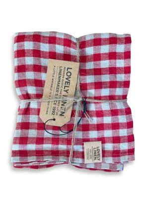 Bieżnik lniany MISTY Real Red - Kratka – zdjęcie produktowe