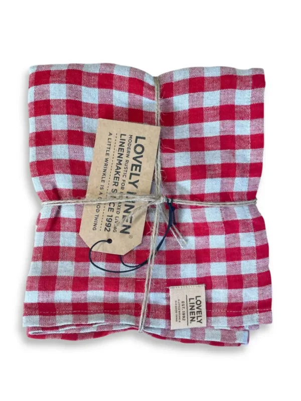 Bieżnik MISTY Real Red - Kratka – zdjęcie produktowe Bieżnik lniany MISTY Real Red - Kratka – zdjęcie produktowe