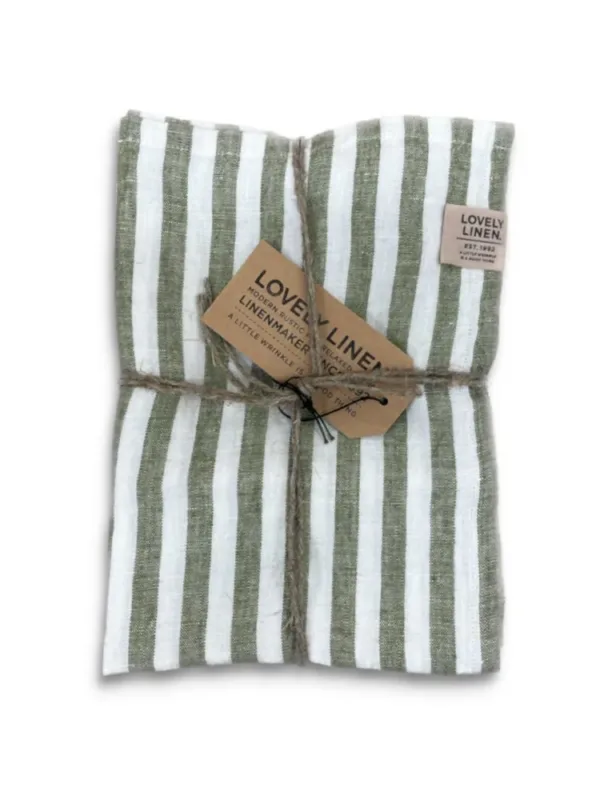 Bieżnik MISTY Jeep Green - Paski – zdjęcie produktowe Bieżnik lniany MISTY Jeep Green - Paski – zdjęcie produktowe