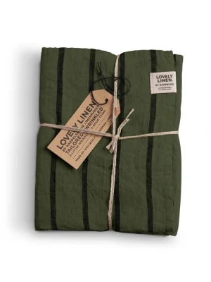 Bieżnik lniany MISTY Stripe Forest – zdjęcie produktowe