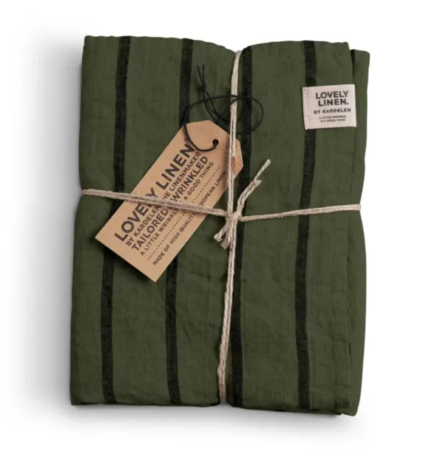 Bieżnik lniany MISTY Stripe Forest – zdjęcie produktowe