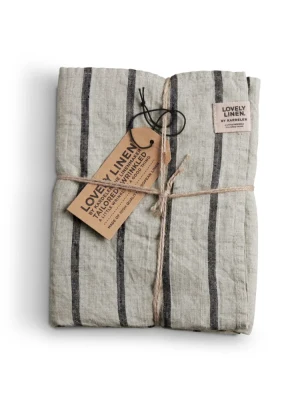 Bieżnik lniany MISTY Stripe Black – zdjęcie produktowe