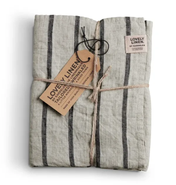 Bieżnik lniany MISTY Stripe Black – zdjęcie produktowe