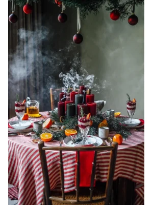 Obrus MISTY Real Red – Paski w aranżacji stołu