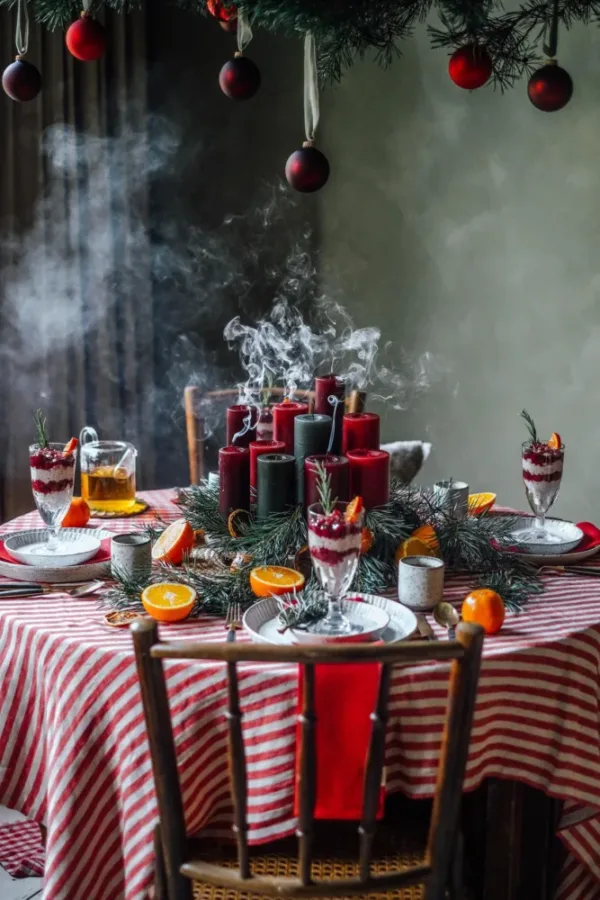 383.jpg Obrus MISTY Real Red – Paski w aranżacji stołu
