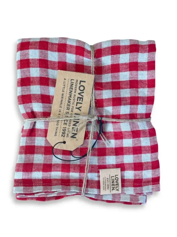 Bieżnik MISTY Real Red - Kratka 35X90 – zdjęcie produktowe Bieżnik lniany MISTY Real Red - Kratka 35X90 – zdjęcie produktowe